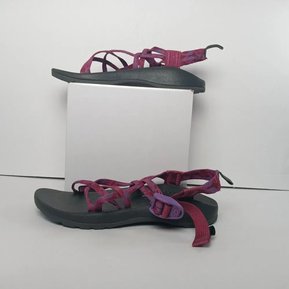 Chaco ZX/1 Eco Tread Kids Sandals  Pink Purple Gray Strap Buckle Non-Mark Size 6